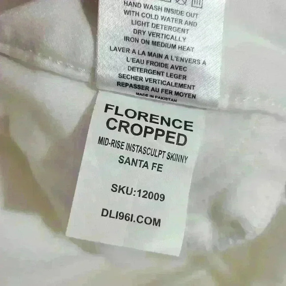 Women's DL1961 Florence Cropped Midrise Instrasculpt Skinny white jeans size 24 - Picture 4 of 11